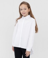 Блузка классическая с удлиненной спинкой белая Button Blue, школьная форма для девочек  фото, kupilegko.ru